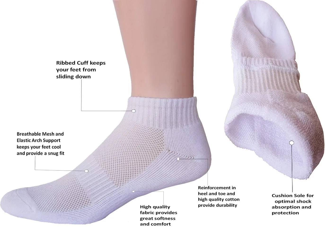 FORMEU Women's Moisture Wicking Athletic Low Cut Ankle Cotton Socks Cushion or Non Cushion Comfortable 4/6/10 Pairs