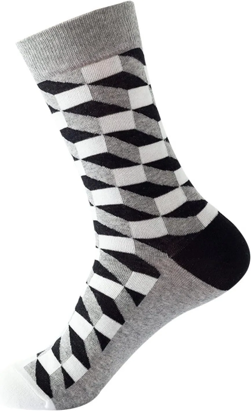 Four Seasons Mid-calf Diamond Pattern Men's And Women's Stockings Casual Socks