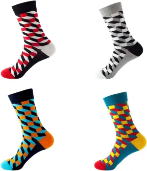 Four Seasons Mid-calf Diamond Pattern Men's And Women's Stockings Casual Socks