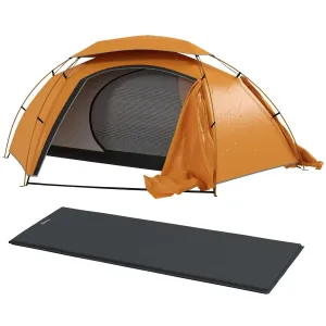 Frame, Rainfly 1 Self Touch-sensitive Person Portable Tent And With For Camping Outsunny Aluminium Inflatable Fishing Waterproof, Bags, 2000mm Large assortment Mattress, Hiking, Removable Orange/Grey Dome