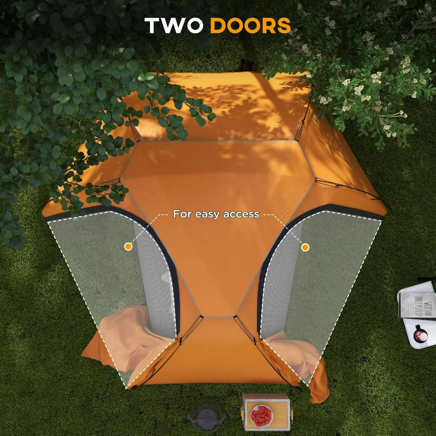 Frame, Rainfly 1 Self Touch-sensitive Person Portable Tent And With For Camping Outsunny Aluminium Inflatable Fishing Waterproof, Bags, 2000mm Large assortment Mattress, Hiking, Removable Orange/Grey Dome