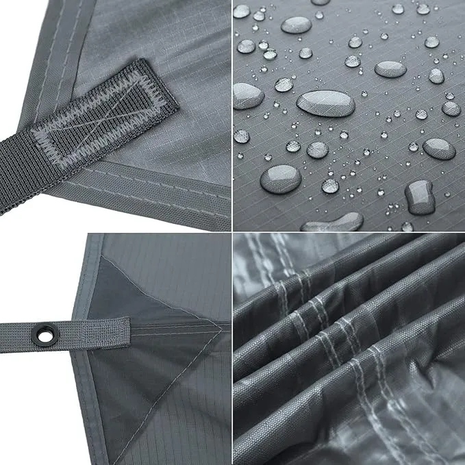 FREE SOLDIER Waterproof Portable Tarp Multifunctional Outdoor Camping Traveling Awning Backpacking Tarp Shelter Rain Tarp (Gray Upgrade)
