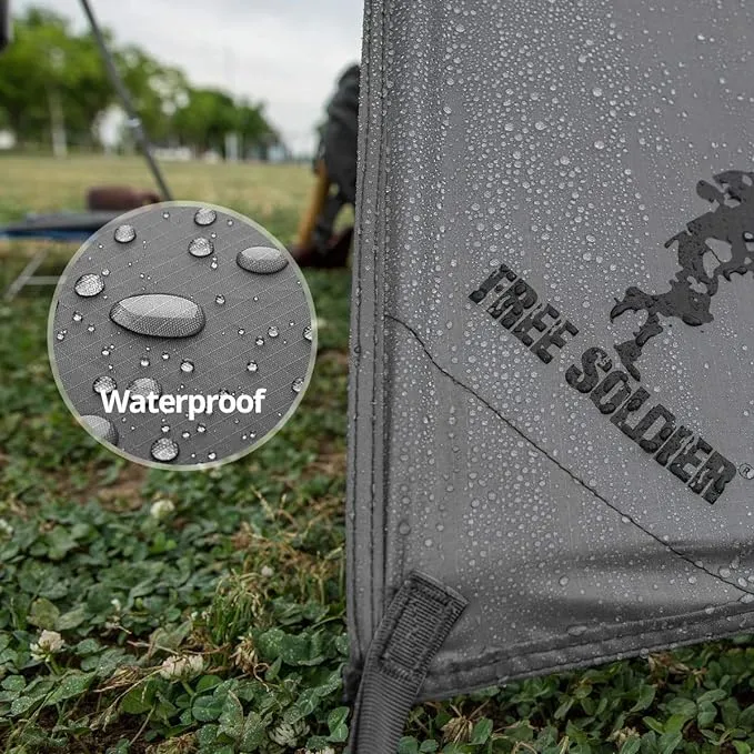 FREE SOLDIER Waterproof Portable Tarp Multifunctional Outdoor Camping Traveling Awning Backpacking Tarp Shelter Rain Tarp (Gray Upgrade)