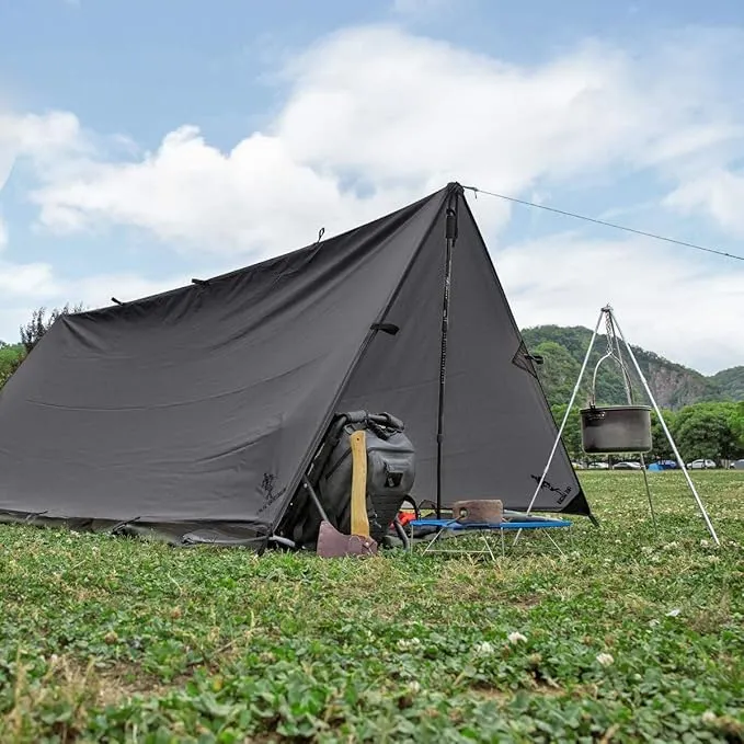FREE SOLDIER Waterproof Portable Tarp Multifunctional Outdoor Camping Traveling Awning Backpacking Tarp Shelter Rain Tarp (Gray Upgrade)