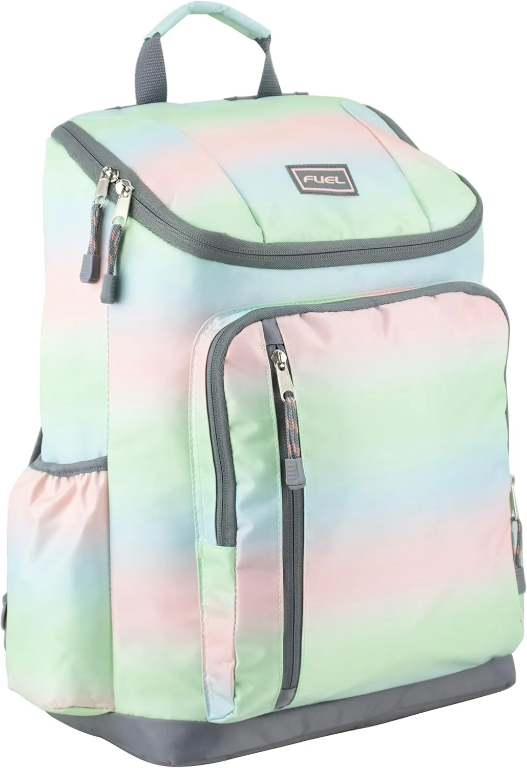 FUEL Durable Top Loader Outdoor Backpack w/Adjustable Straps, Multiple Compartments, Perfect for Travel, Hiking, Work, Classroom, Commuting Rainbow Ombre