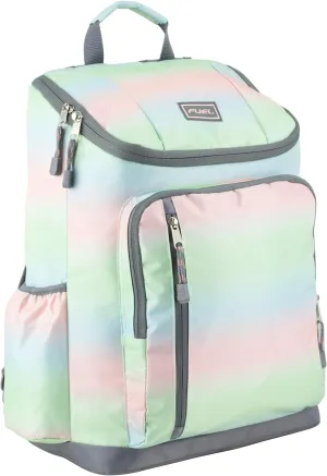 FUEL Durable Top Loader Outdoor Backpack w/Adjustable Straps, Multiple Compartments, Perfect for Travel, Hiking, Work, Classroom, Commuting Rainbow Ombre