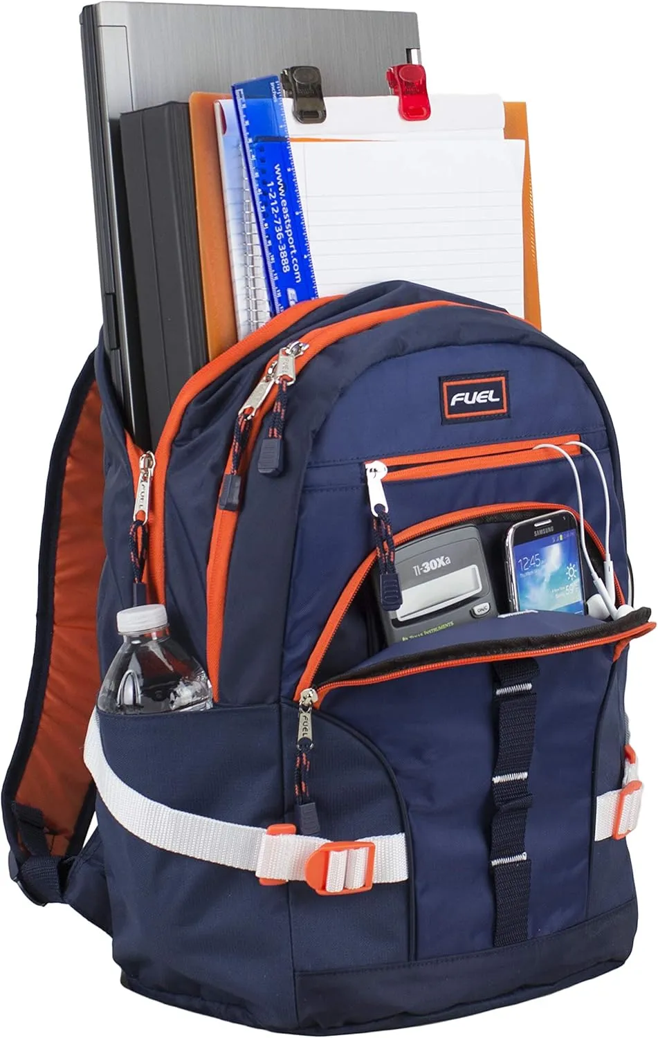 FUEL Hiking Laptop Backpack, College Bookbag, Travel Daypack with 5 Compartments, Dynamo Tech Pocket, 18.5 Inches
