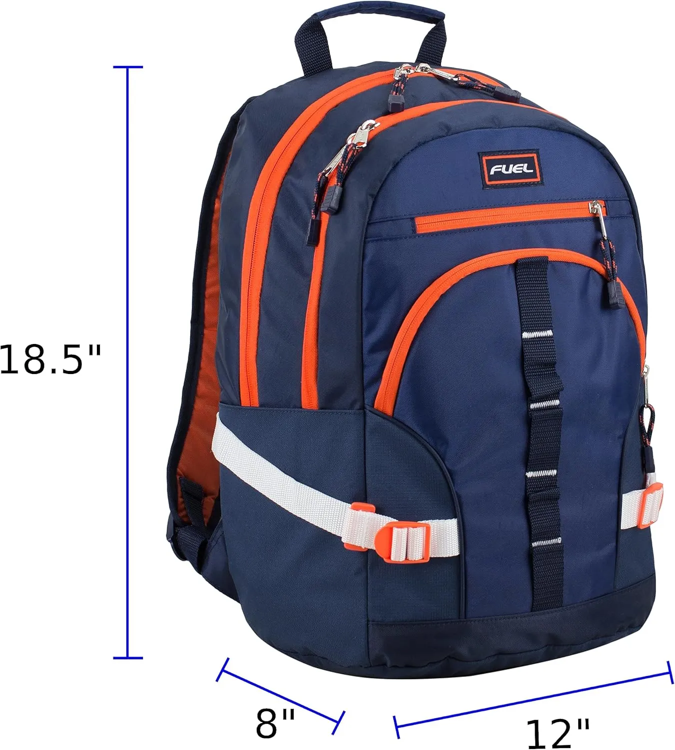 FUEL Hiking Laptop Backpack, College Bookbag, Travel Daypack with 5 Compartments, Dynamo Tech Pocket, 18.5 Inches