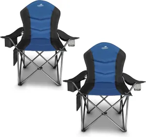 Fully Padded Camping Chair, Oversized Heavy Duty Lawn Chair with Cooler Bag,Side Pocket,Cup Holder Support 400 lbs