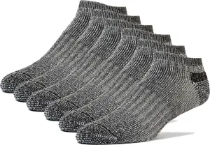 FUN TOES Low Cut Ankle Merino Wool Mens Hiking Running Socks Compression Arch Support Cushioned 6 Pairs