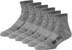 FUN TOES Merino Wool Ankle Hiking Socks For Men and Women - Arch Support and Cushioning - 6 Pairs