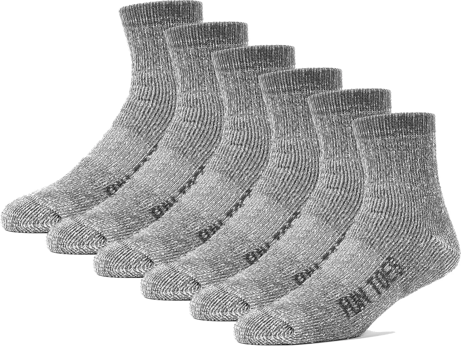 FUN TOES Merino Wool Ankle Hiking Socks For Men and Women - Arch Support and Cushioning - 6 Pairs