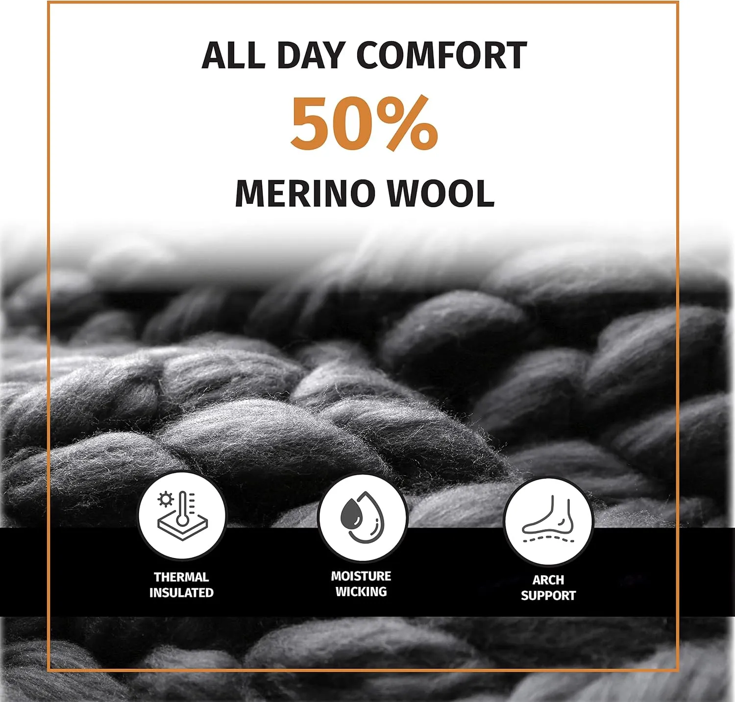 FUN TOES Merino Wool Ankle Hiking Socks For Men and Women - Arch Support and Cushioning - 6 Pairs
