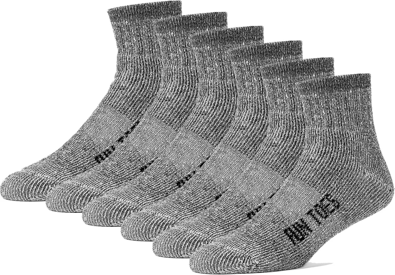 FUN TOES Merino Wool Ankle Hiking Socks For Men and Women - Arch Support and Cushioning - 6 Pairs