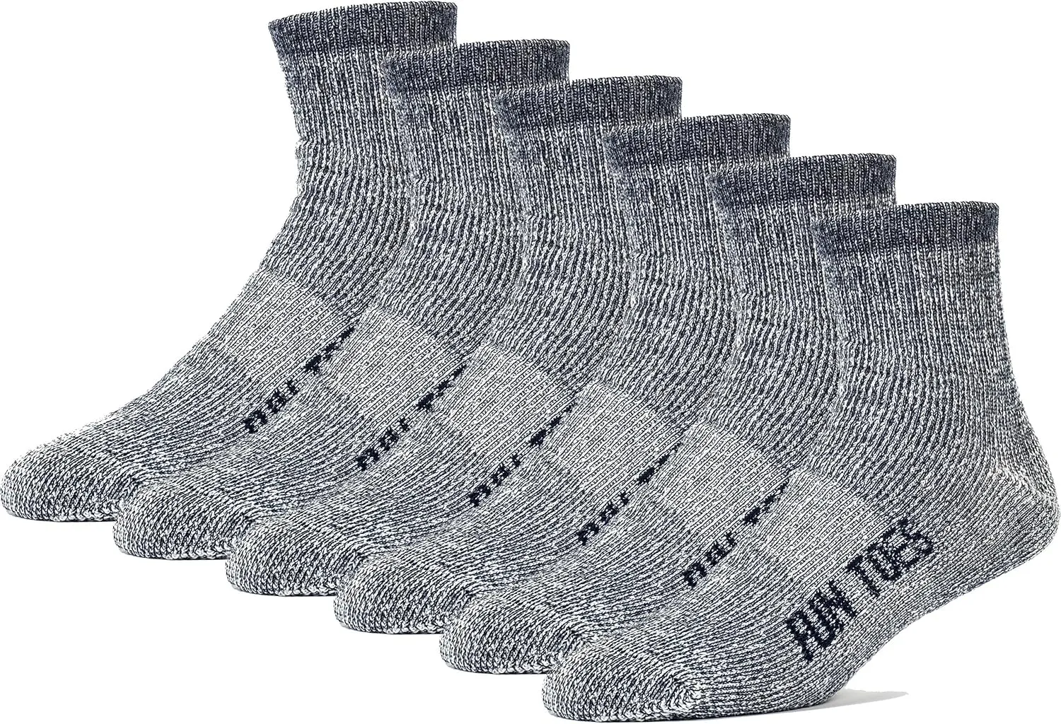 FUN TOES Merino Wool Ankle Hiking Socks For Men and Women - Arch Support and Cushioning - 6 Pairs
