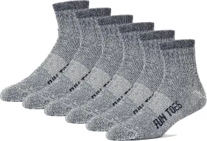 FUN TOES Merino Wool Ankle Hiking Socks For Men and Women - Arch Support and Cushioning - 6 Pairs