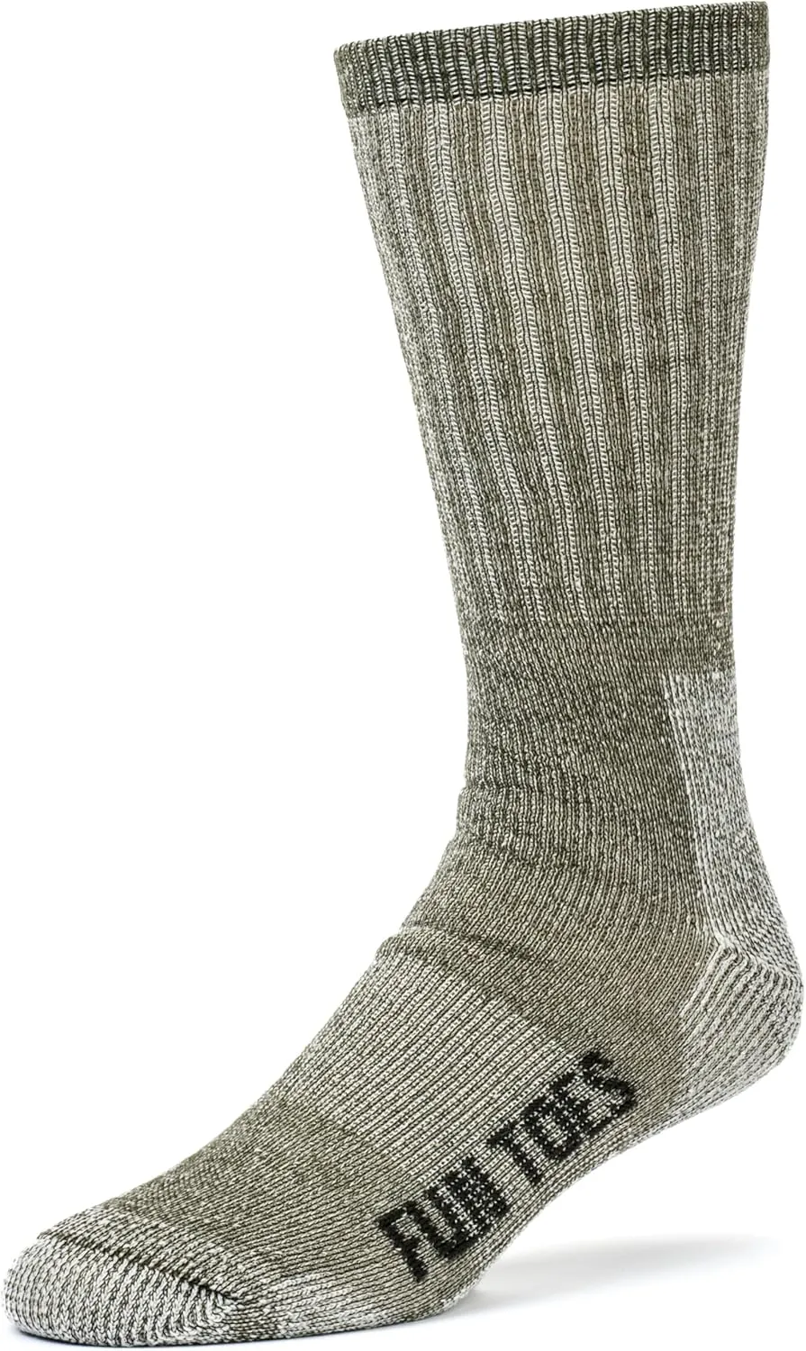 FUN TOES Merino Wool Socks For Men Hiking Boot Thermal Warm Cushioned Crew 6 Pairs