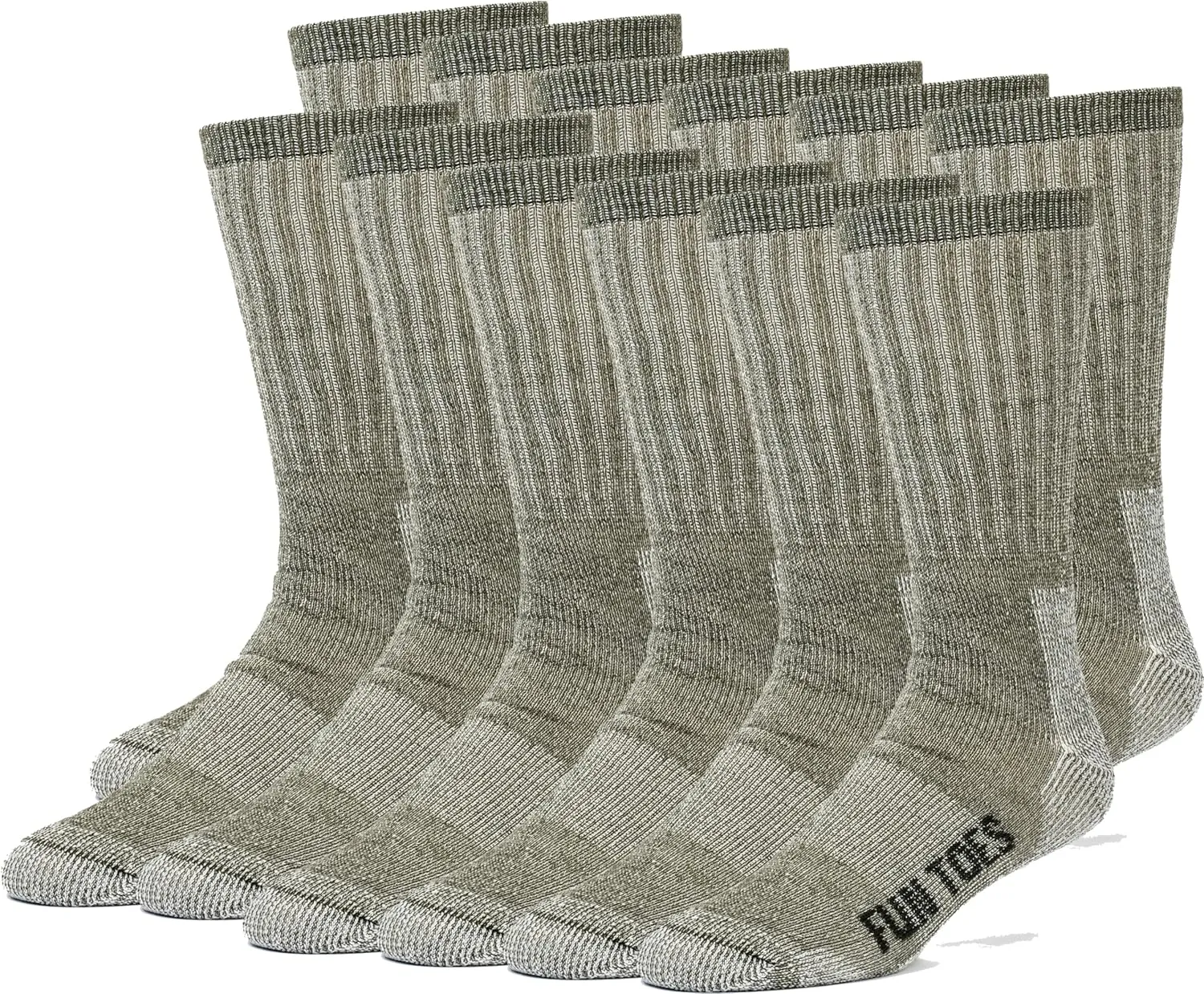 FUN TOES Merino Wool Socks For Men Hiking Boot Thermal Warm Cushioned Crew 6 Pairs