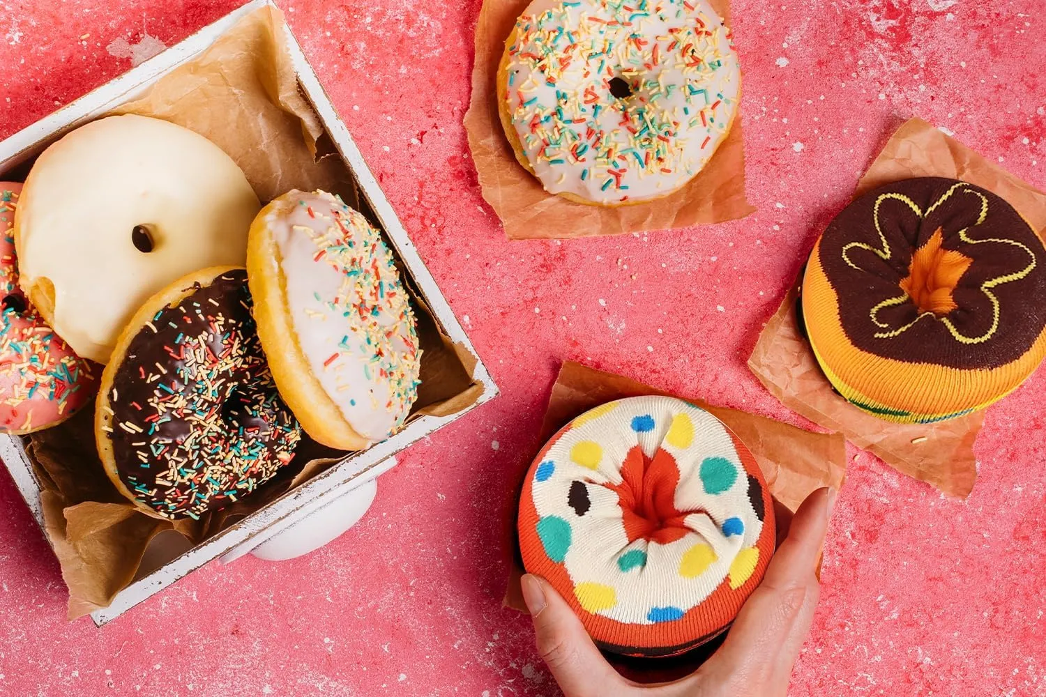 Funny Donut Burger Food Socks Box, Crazy Socks for Women Teen Girls, Birthday Christmas Stocking Stuffers Gag Gifts