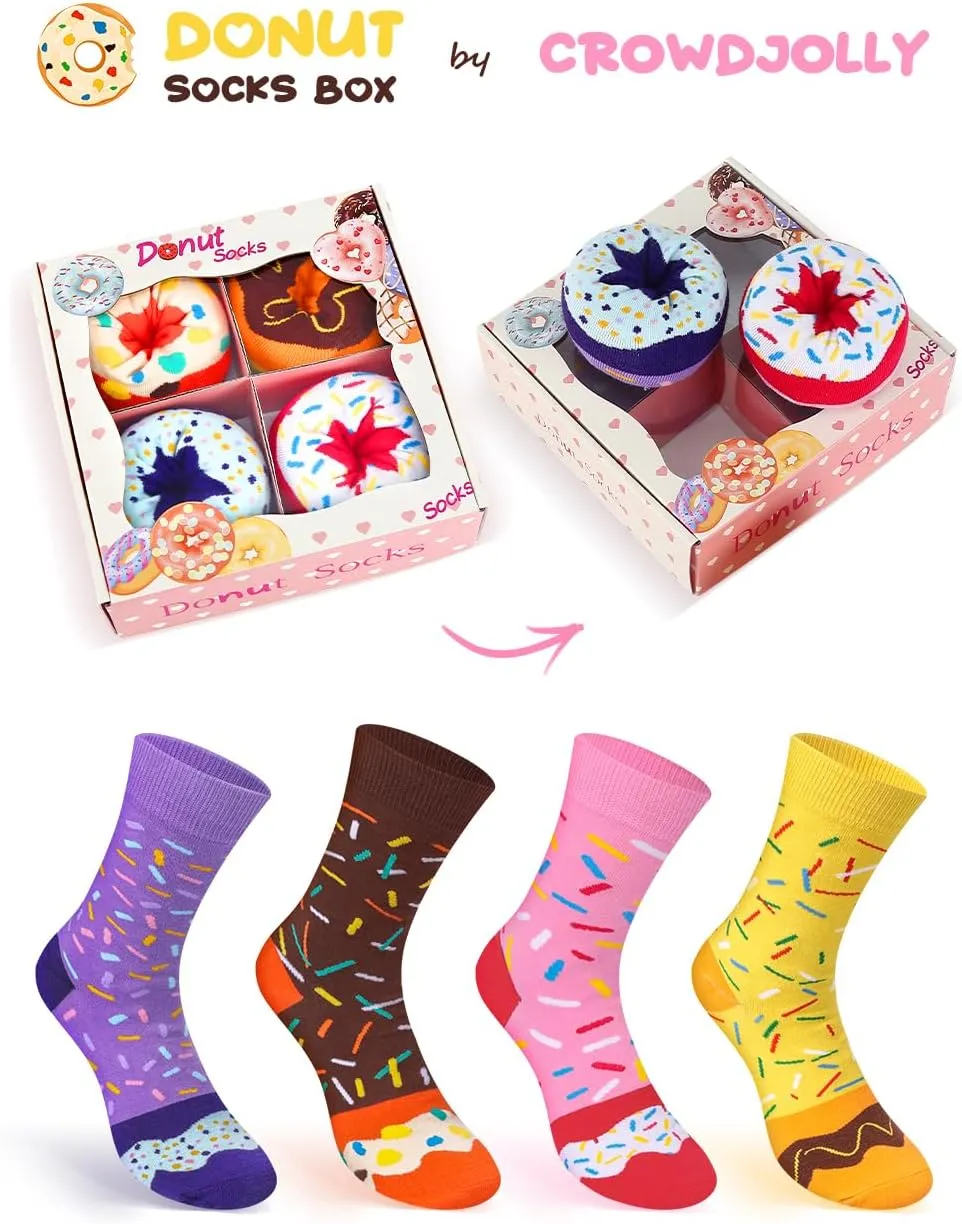 Funny Donut Burger Food Socks Box, Crazy Socks for Women Teen Girls, Birthday Christmas Stocking Stuffers Gag Gifts