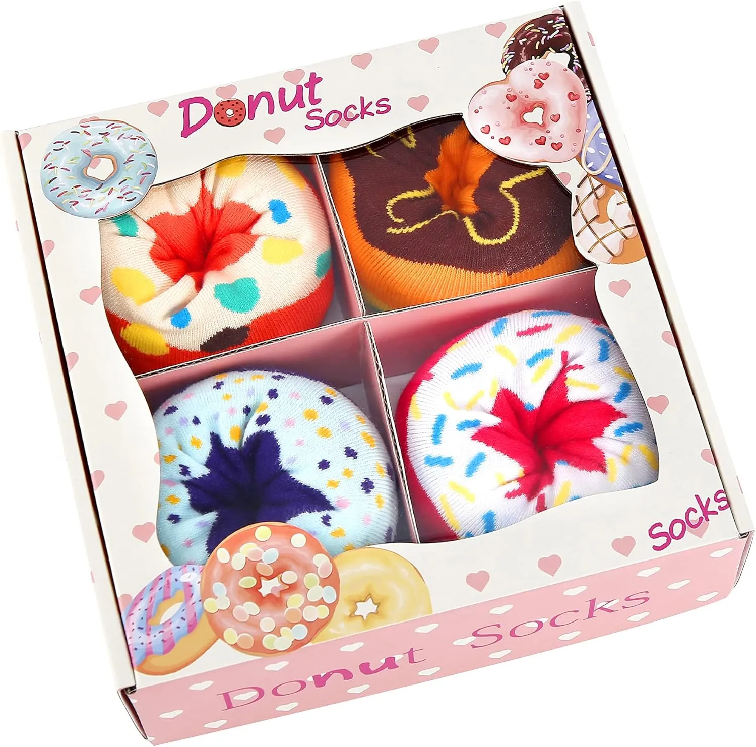 Funny Donut Burger Food Socks Box, Crazy Socks for Women Teen Girls, Birthday Christmas Stocking Stuffers Gag Gifts