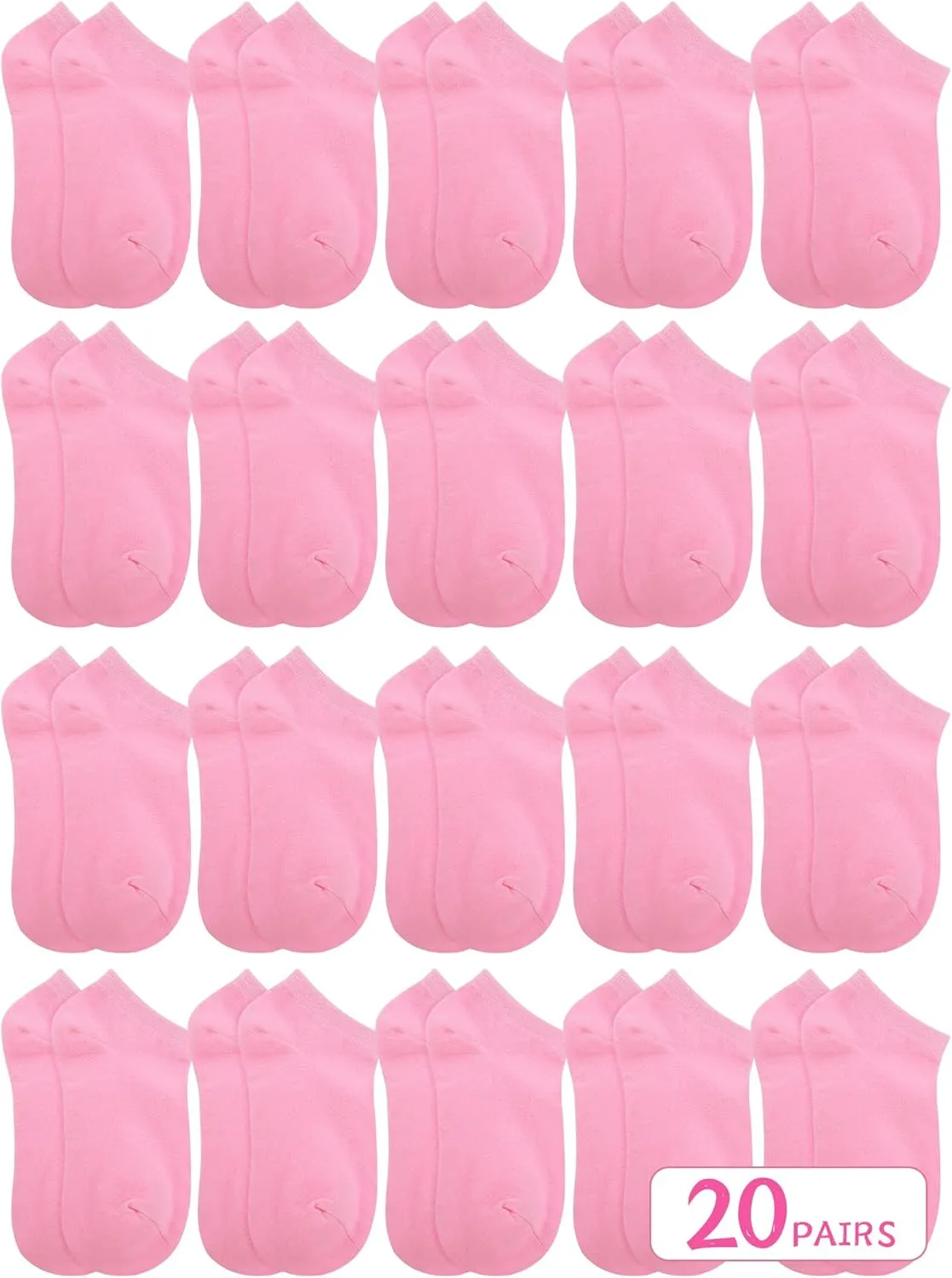 Funtery 20 Pairs Pink Purple Ankle Socks for Girls Breathable Low Cut No Show Pastel Socks