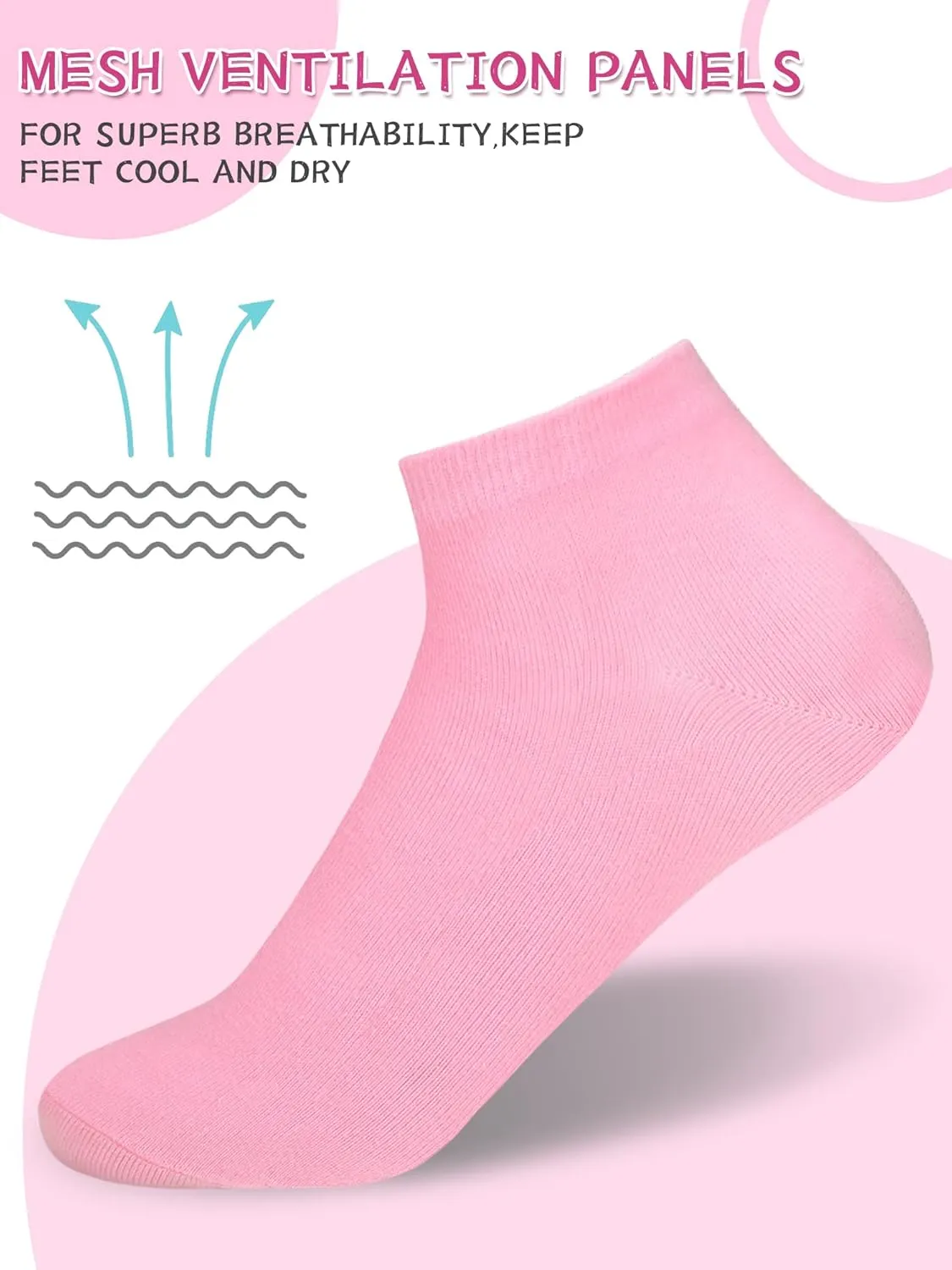 Funtery 20 Pairs Pink Purple Ankle Socks for Girls Breathable Low Cut No Show Pastel Socks