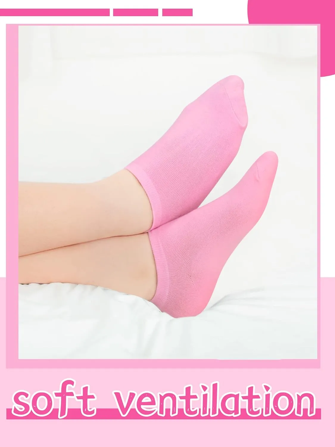 Funtery 20 Pairs Pink Purple Ankle Socks for Girls Breathable Low Cut No Show Pastel Socks