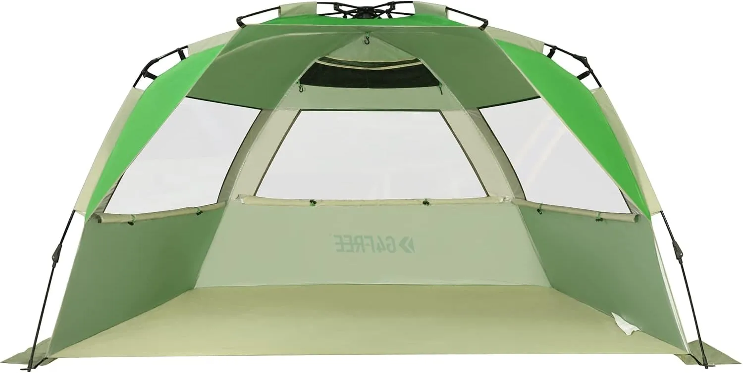 G4Free Easy Set up Beach Tent Deluxe XL, Pop up Sun Shelter for 3-4 Persons with UPF 50  Protection Beach Shade with Extended Floor