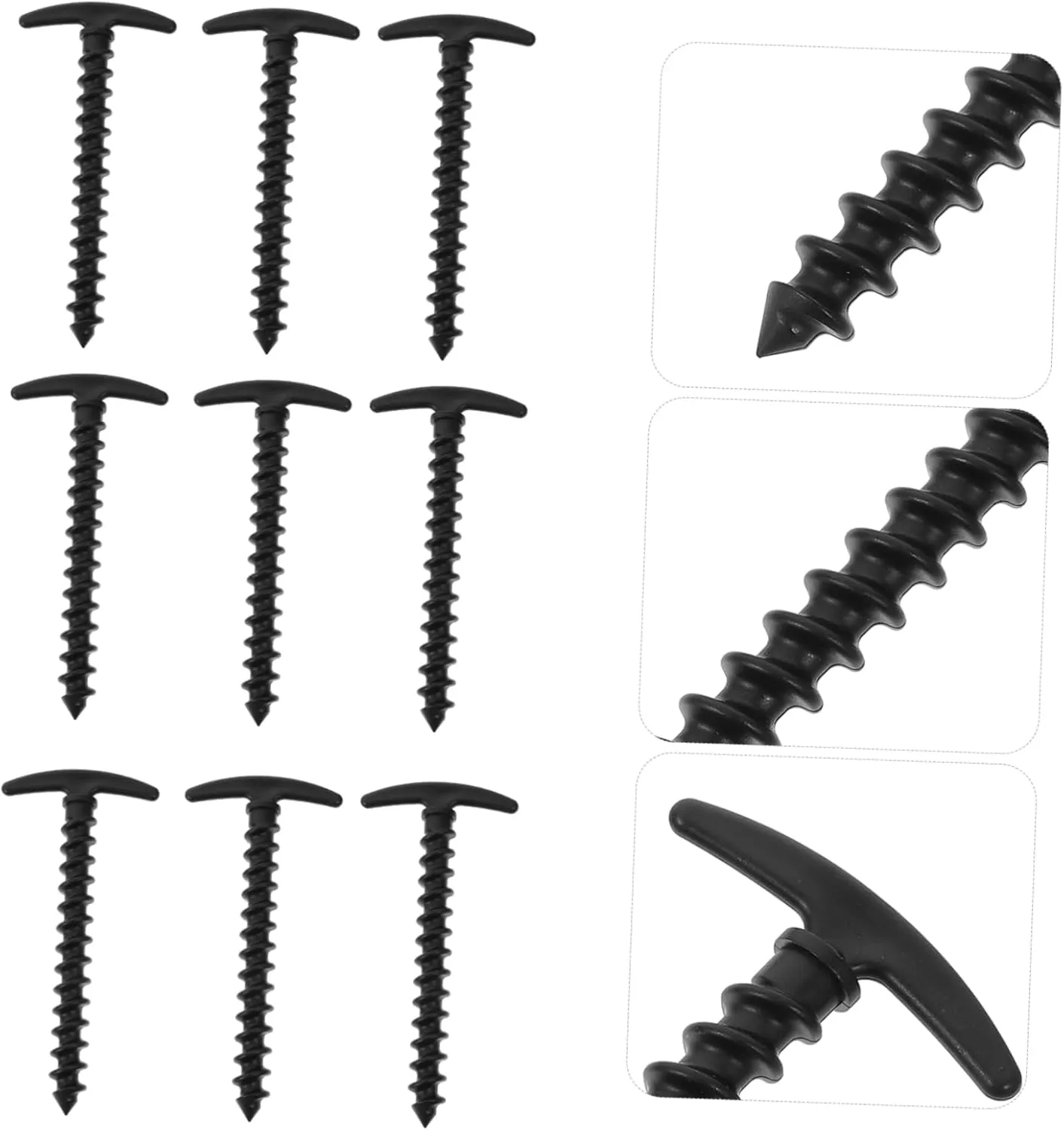 GANAZONO 2sets Tent Pegs Smooth Tip Heavy Duty Plastic Stakes for Ground Tarp Easy to Pull Out 10pcs*2