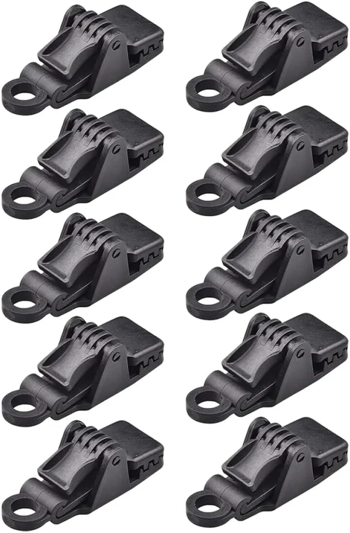 GANAZONO Camping Tent Tarp Clips 10 Pcs Outdoor Tarp Clip Plastic Tent Clamp Strong Grip