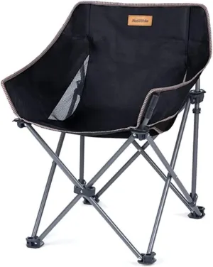 GaRcan Easy to Assemble Folding Chair Padded Moon Round Chair Recliner Comfortable and Safe Portable Folding with Carrying Bag 48x48x74cm Portable (Black1)