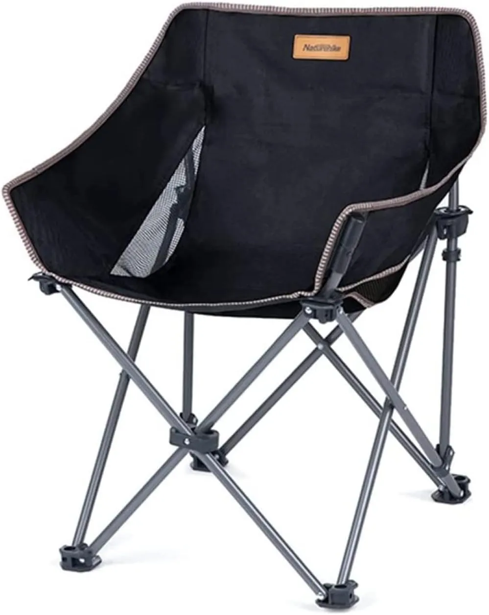 GaRcan Easy to Assemble Folding Chair Padded Moon Round Chair Recliner Comfortable and Safe Portable Folding with Carrying Bag 48x48x74cm Portable (Black1)
