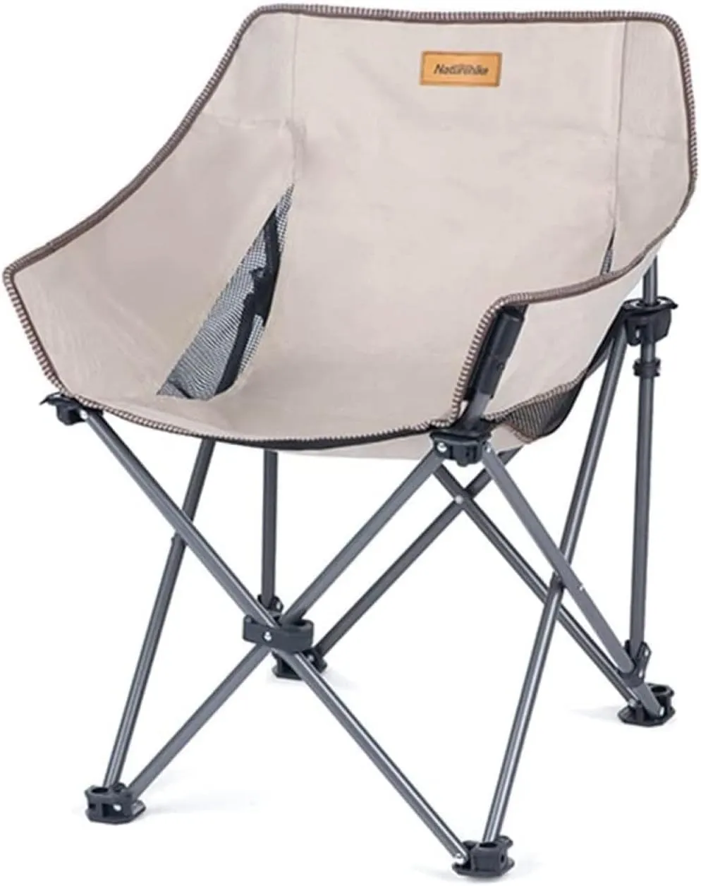GaRcan Easy to Assemble Folding Chair Padded Moon Round Chair Recliner Comfortable and Safe Portable Folding with Carrying Bag 48x48x74cm Portable (White1)