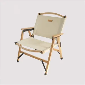 GaRcan Mountainhiker Outdoor Solid Wood Folding Chair Portable Camping Picnic Chair Barbecue Self-Driving Beach Chair (Beige)