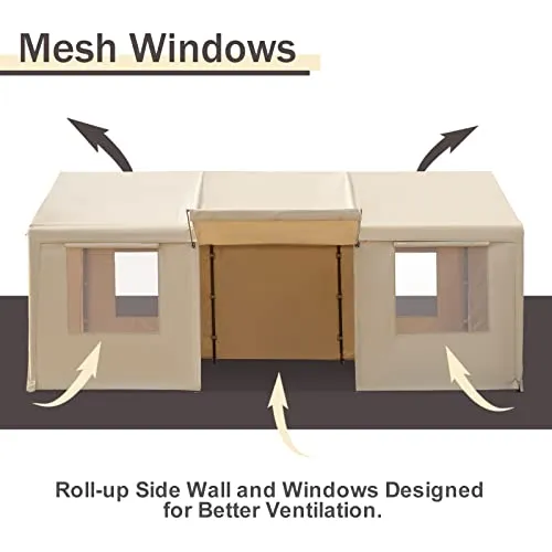 Gardesol Carport, 10’ x 20’ Heavy Duty Carport with Roll-up Sidewall and Ventilated Windows, Portable Outdoor Garage for Car, Truck, SUV, Boat, Car