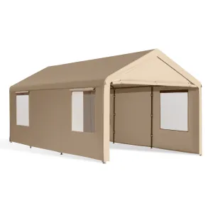 Gardesol Carport, 10'x20' Heavy Duty Carport with Roll-up Ventilated Windows, Portable Garage with Removable Sidewalls & Doors for Car, Truck, Boat,