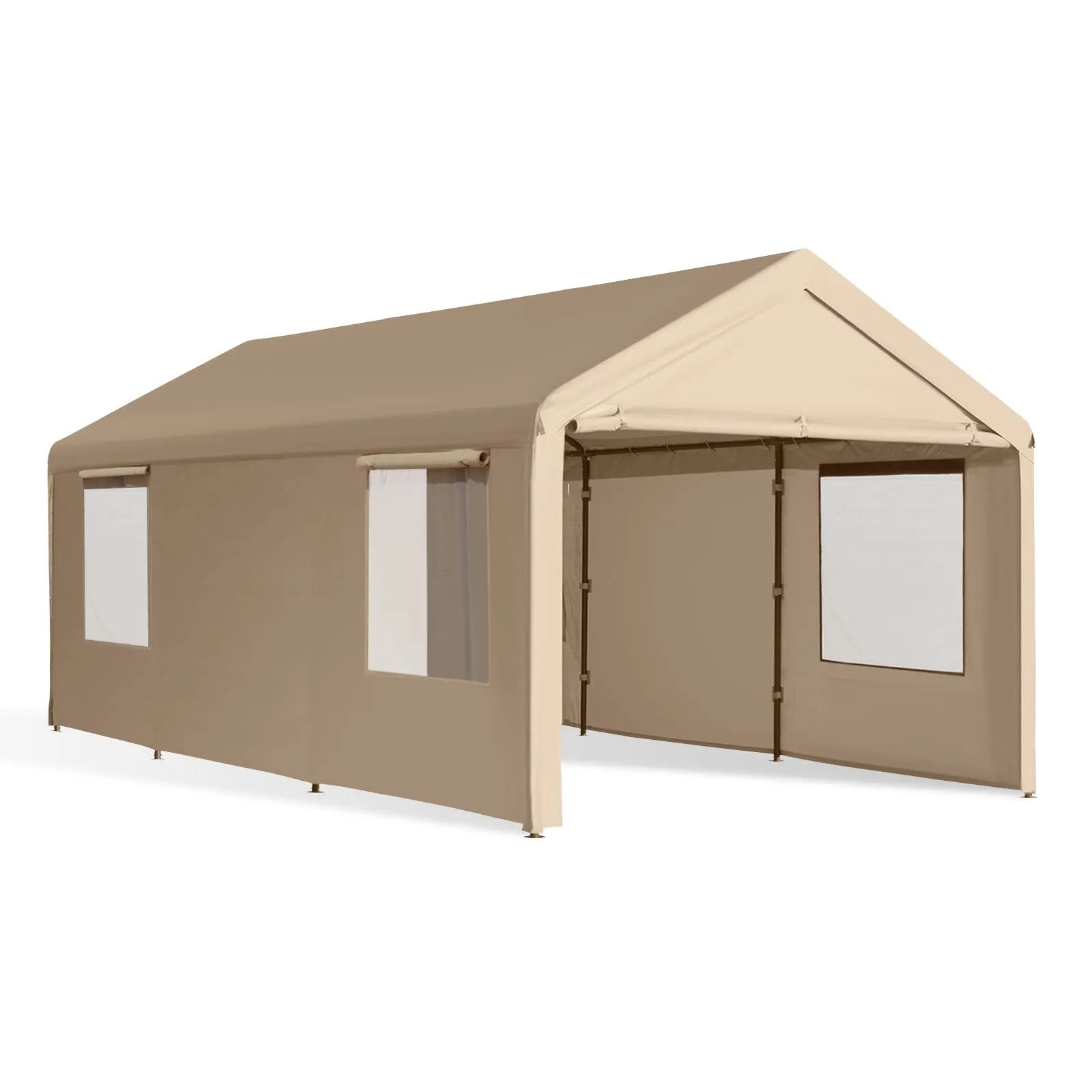 Gardesol Carport, 10'x20' Heavy Duty Carport with Roll-up Ventilated Windows, Portable Garage with Removable Sidewalls & Doors for Car, Truck, Boat,