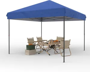 Garvee 10x10 Pop Up Canopy Tent Outdoor Canopy One-Person Set Up Heavy Duty Commercial Instant Tent Shelter, 0-Sidewall Blue