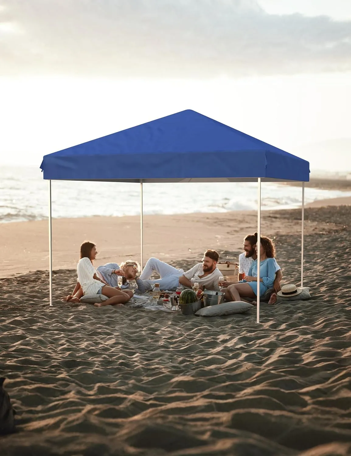 Garvee 10x10 Pop Up Canopy Tent Outdoor Canopy One-Person Set Up Heavy Duty Commercial Instant Tent Shelter, 0-Sidewall Blue