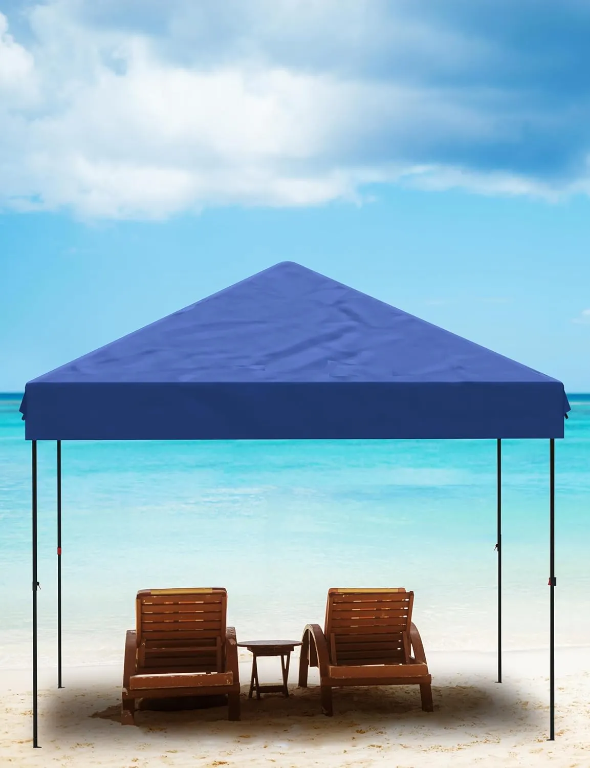 Garvee 10x10 Pop Up Canopy Tent Outdoor Canopy One-Person Set Up Heavy Duty Commercial Instant Tent Shelter, 0-Sidewall Blue