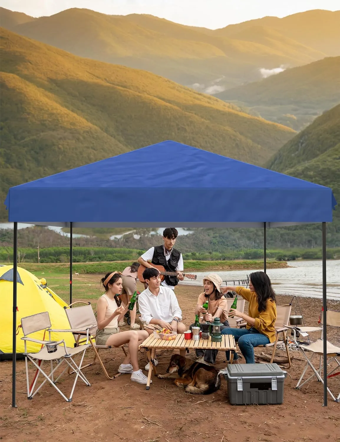 Garvee 10x10 Pop Up Canopy Tent Outdoor Canopy One-Person Set Up Heavy Duty Commercial Instant Tent Shelter, 0-Sidewall Blue