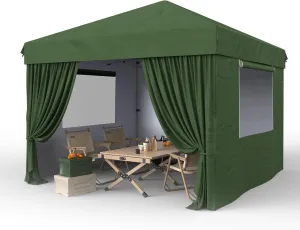 Garvee 10x10 Pop Up Canopy Tent Outdoor Canopy One-Person Set Up Heavy Duty Commercial Instant Tent Shelter, 4-Sidewall Green