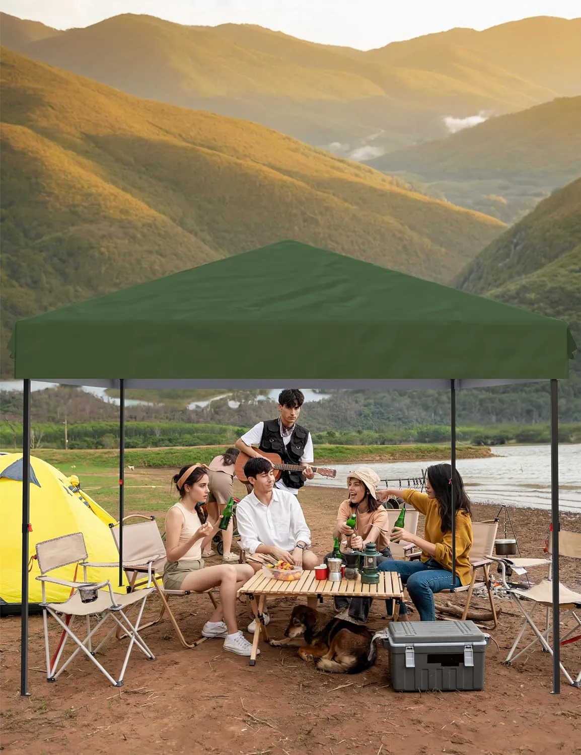 Garvee 10x10 Pop Up Canopy Tent Outdoor Canopy One-Person Set Up Heavy Duty Commercial Instant Tent Shelter, 4-Sidewall Green