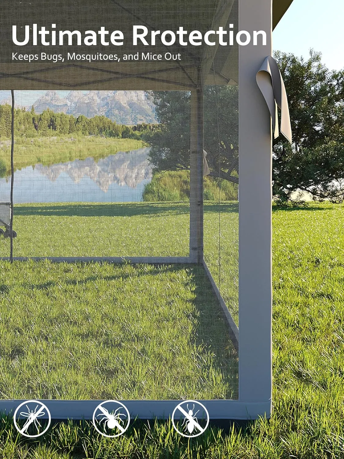 Garvee 13x13FT Pop Up Gazebo, Canopy Tent with Mosquito Netting,Outdoor Gazebos for Backyard & Patio Furniture - Pop Up Tent with Wheeled STO-N-Go Cover Bag(Navy Blue Hemp Grey)