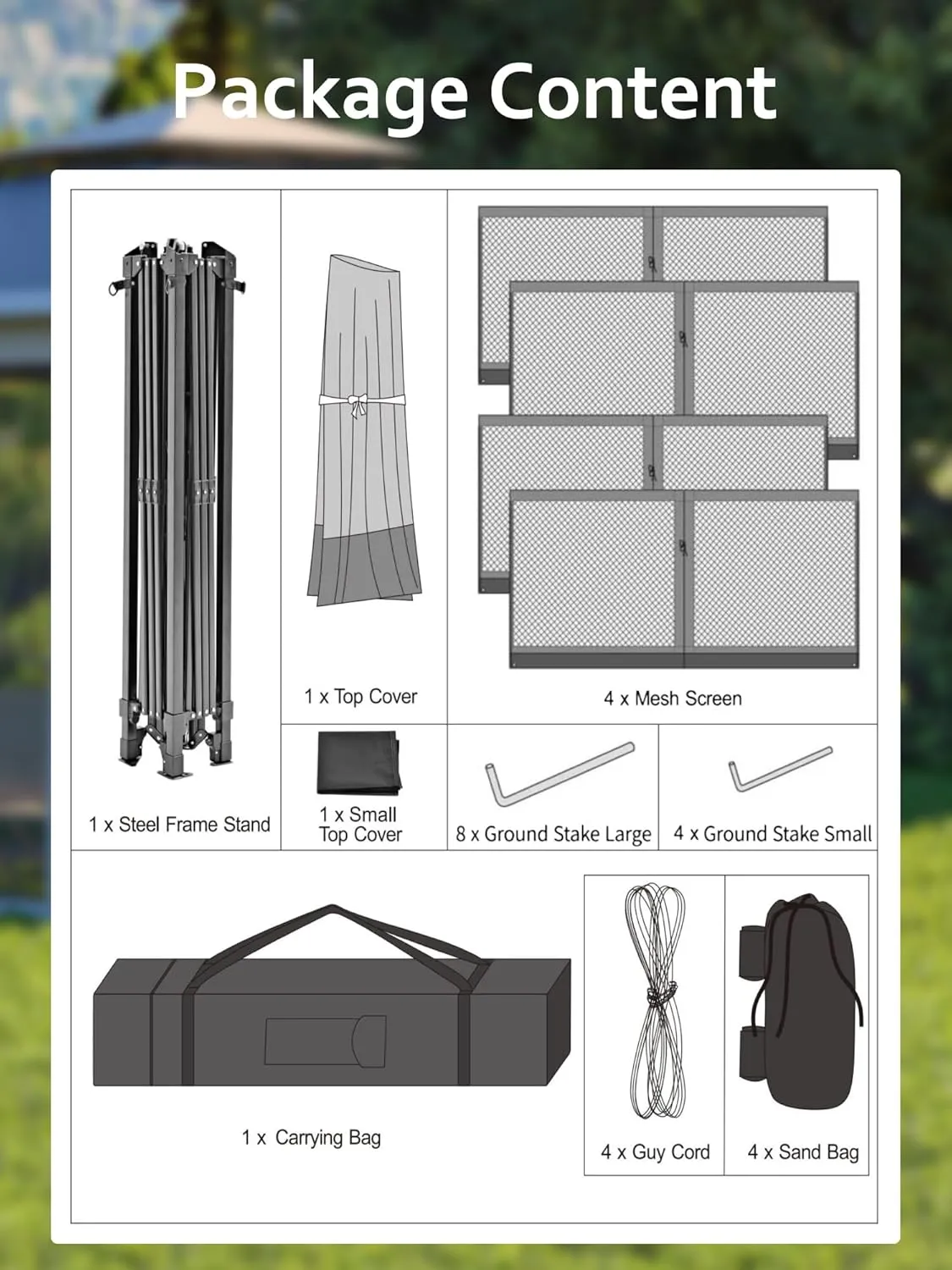 Garvee 13x13FT Pop Up Gazebo, Canopy Tent with Mosquito Netting,Outdoor Gazebos for Backyard & Patio Furniture - Pop Up Tent with Wheeled STO-N-Go Cover Bag(Navy Blue Hemp Grey)