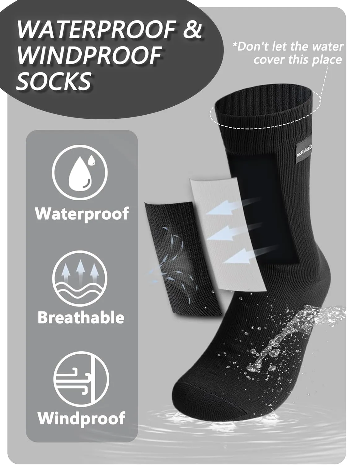 Gash Hao Waterproof Socks Men Women Hiking Crew Socks Suitable For Fishing Wading Outdoor Rainy Sports Wet And Cold Weather