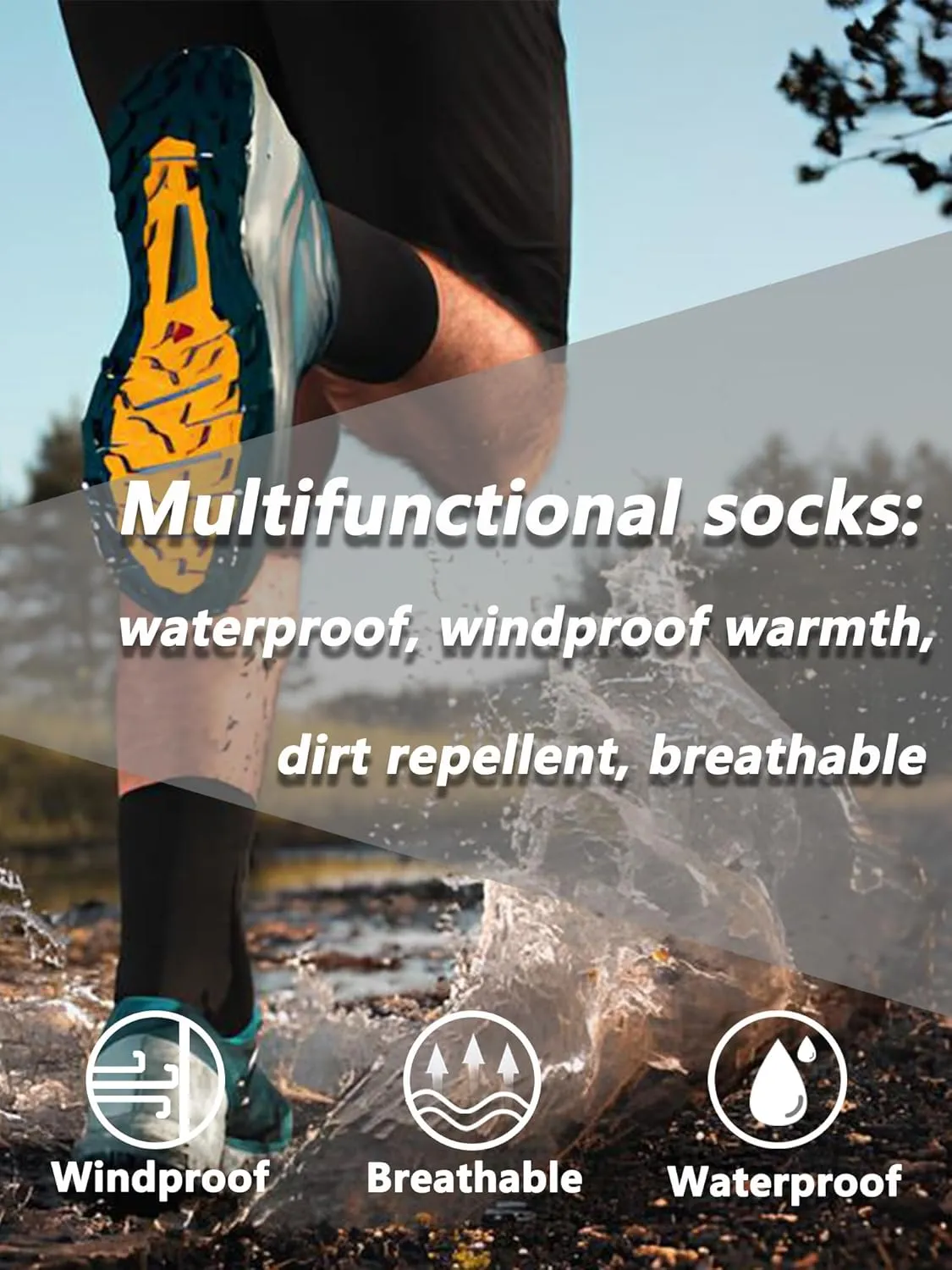 Gash Hao Waterproof Socks Men Women Hiking Crew Socks Suitable For Fishing Wading Outdoor Rainy Sports Wet And Cold Weather