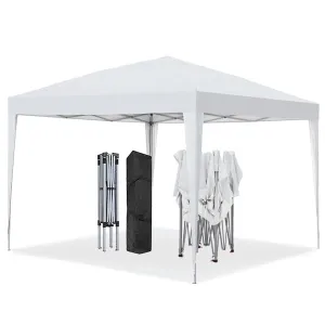 GDY 10'x10' Pop Up Canopy Tent, Outdoor Canopy Tent, Commercial Instant Gazebos, Portable Shelter Canopies, for Patio/Outdoor/Wedding Parties and Events, (White)