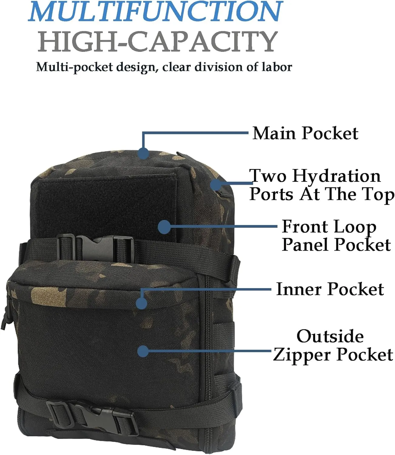 GEEDUD Tactical Small MOLLE Hydration Pack Outdoor Water Bladder Carrier Pack for Vest Backpack